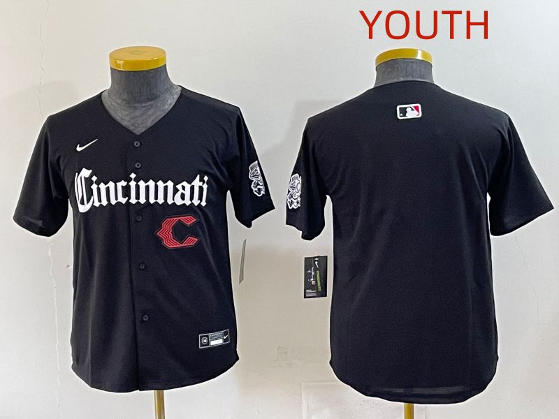 Youth 2025 Cincinnati Reds Blank Black Five generations Joint Name Nike MLB Jersey style 3